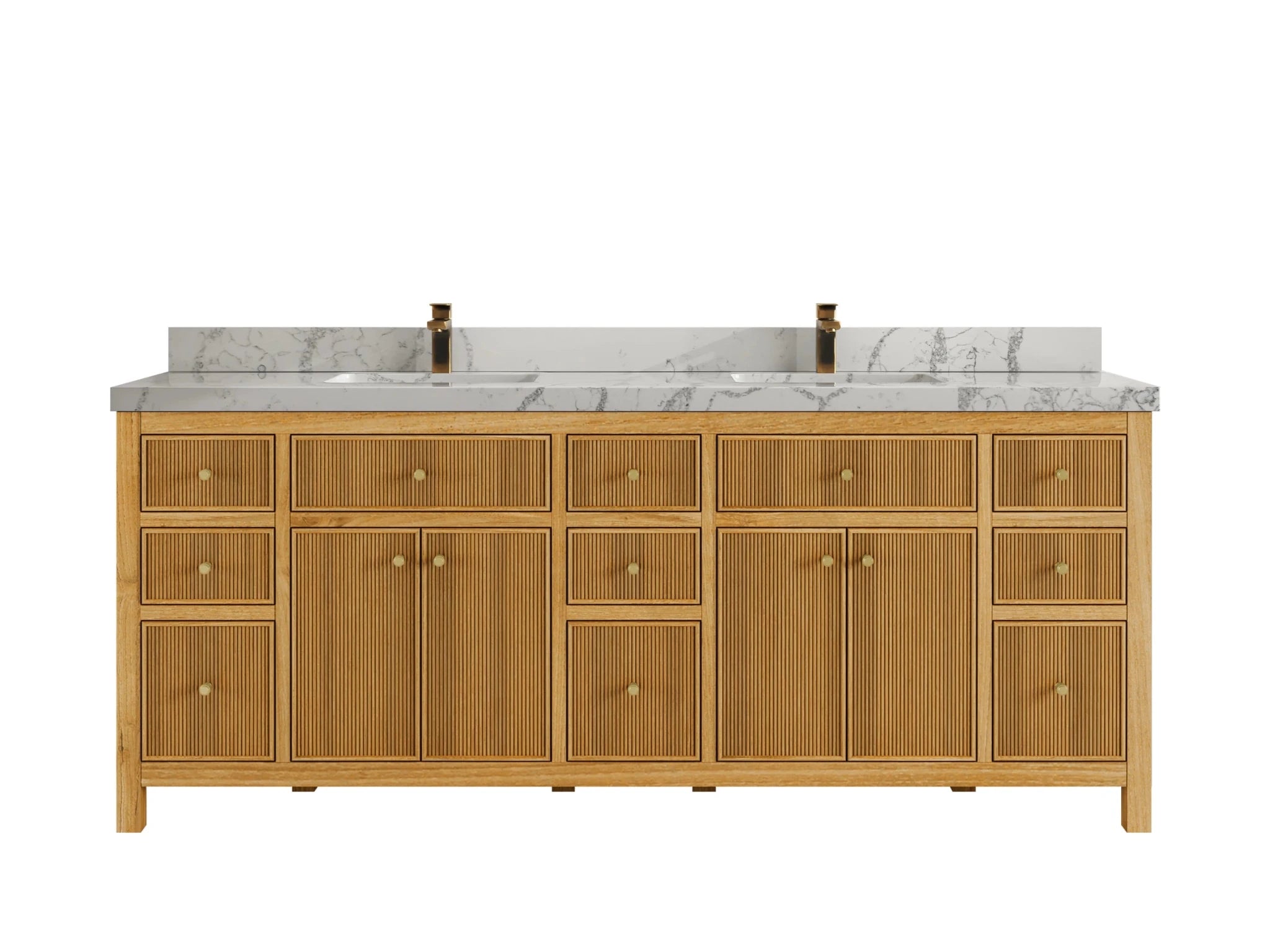 Sonoma Reeded Teak Wood 84 in. W x 22 in. D Double Sink Bathroom Vanity - Willow Bath and Vanity