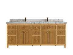 Sonoma Reeded Teak Wood 84 in. W x 22 in. D Double Sink Bathroom Vanity - photo 29