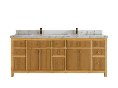 Sonoma Reeded Teak Wood 84 in. W x 22 in. D Double Sink Bathroom Vanity - Willow Bath and Vanity