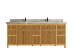 Sonoma Reeded Teak Wood 84 in. W x 22 in. D Double Sink Bathroom Vanity - photo 33
