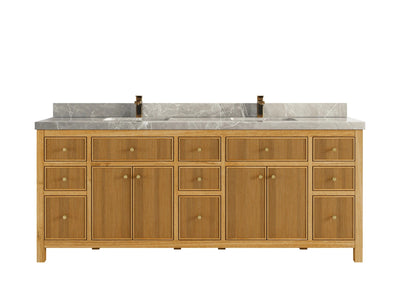 Sonoma Reeded Teak Wood 84 in. W x 22 in. D Double Sink Bathroom Vanity - Willow Bath and Vanity