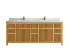 Sonoma Reeded Teak Wood 84 in. W x 22 in. D Double Sink Bathroom Vanity - photo 24
