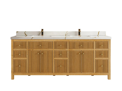 Sonoma Reeded Teak Wood 84 in. W x 22 in. D Double Sink Bathroom Vanity - Willow Bath and Vanity