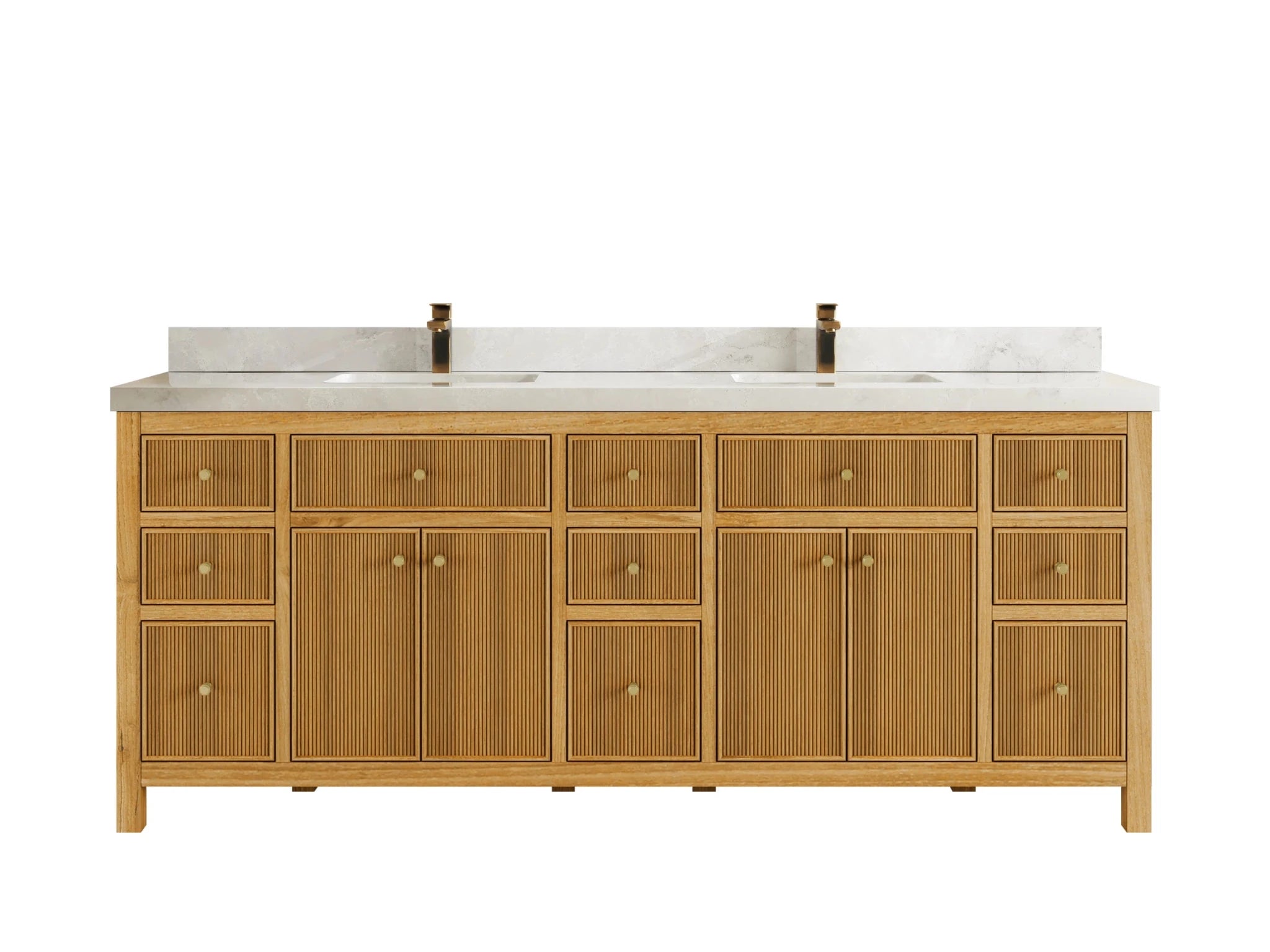 Sonoma Reeded Teak Wood 84 in. W x 22 in. D Double Sink Bathroom Vanity - Willow Bath and Vanity