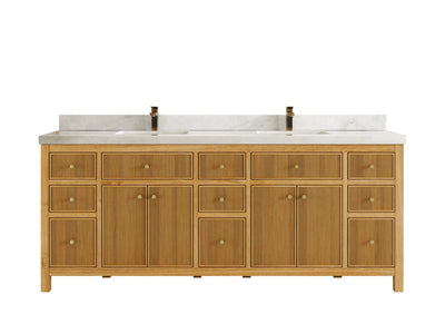 Sonoma Reeded Teak Wood 84 in. W x 22 in. D Double Sink Bathroom Vanity - Willow Bath and Vanity
