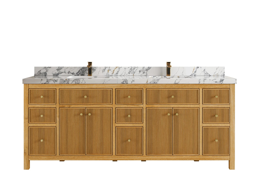 Sonoma Reeded Teak Wood 84 in. W x 22 in. D Double Sink Bathroom Vanity | 
              
                Light Natural Teak
                
                  
             - SON_TK_LNT_CA_BK_84 - photo №13