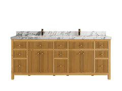 Sonoma Reeded Teak Wood 84 in. W x 22 in. D Double Sink Bathroom Vanity - photo 14