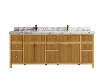 Sonoma Reeded Teak Wood 84 in. W x 22 in. D Double Sink Bathroom Vanity - Willow Bath and Vanity
