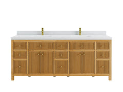 Sonoma Reeded Teak Wood 84 in. W x 22 in. D Double Sink Bathroom Vanity - photo 1