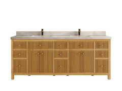 Sonoma Reeded Teak Wood 84 in. W x 22 in. D Double Sink Bathroom Vanity - photo 34