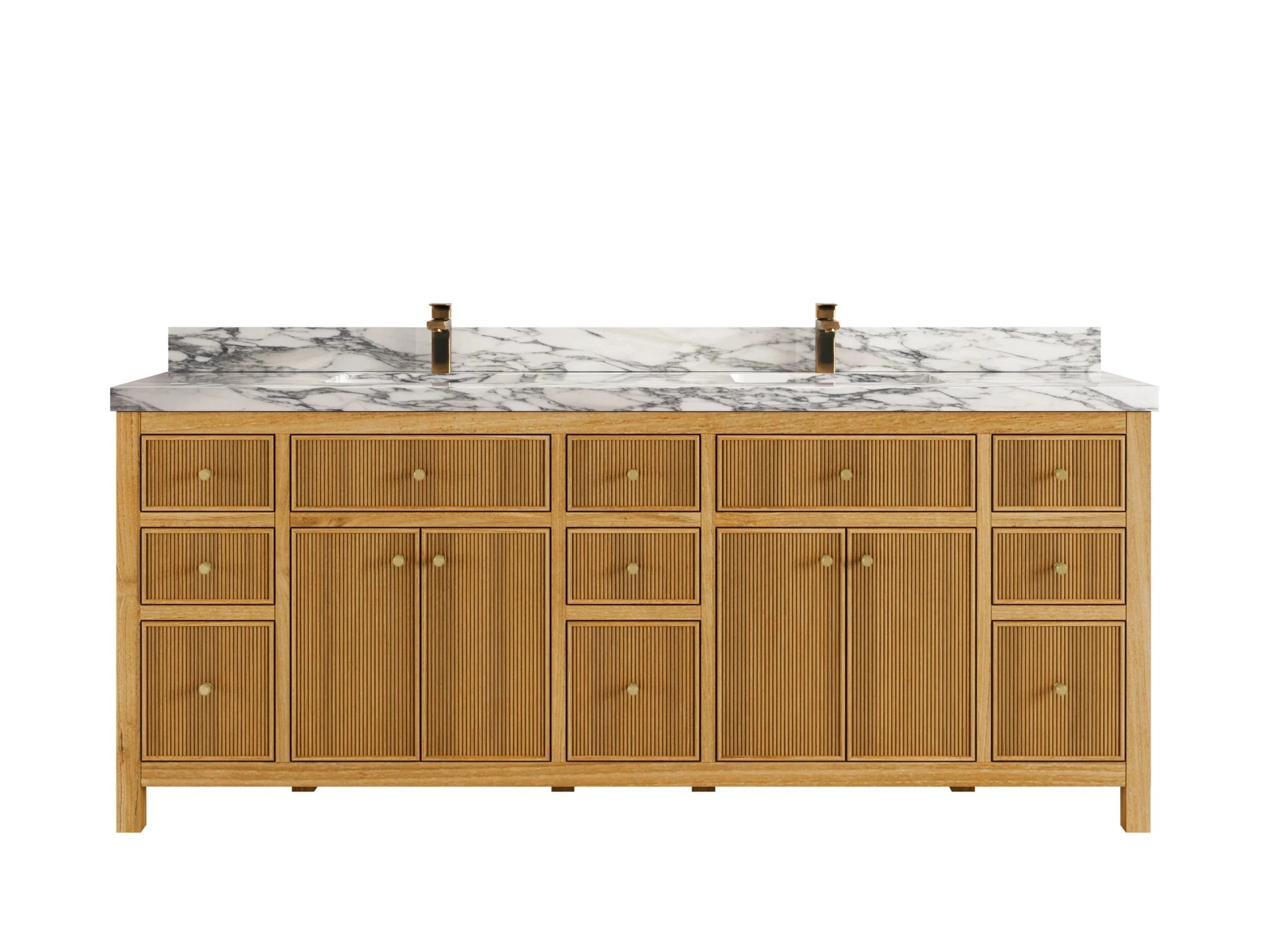 Sonoma Reeded Teak Wood 84 in. W x 22 in. D Double Sink Bathroom Vanity - Willow Bath and Vanity