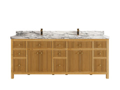 Sonoma Reeded Teak Wood 84 in. W x 22 in. D Double Sink Bathroom Vanity - photo 37