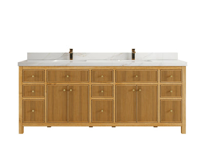 Sonoma Reeded Teak Wood 84 in. W x 22 in. D Double Sink Bathroom Vanity - Willow Bath and Vanity