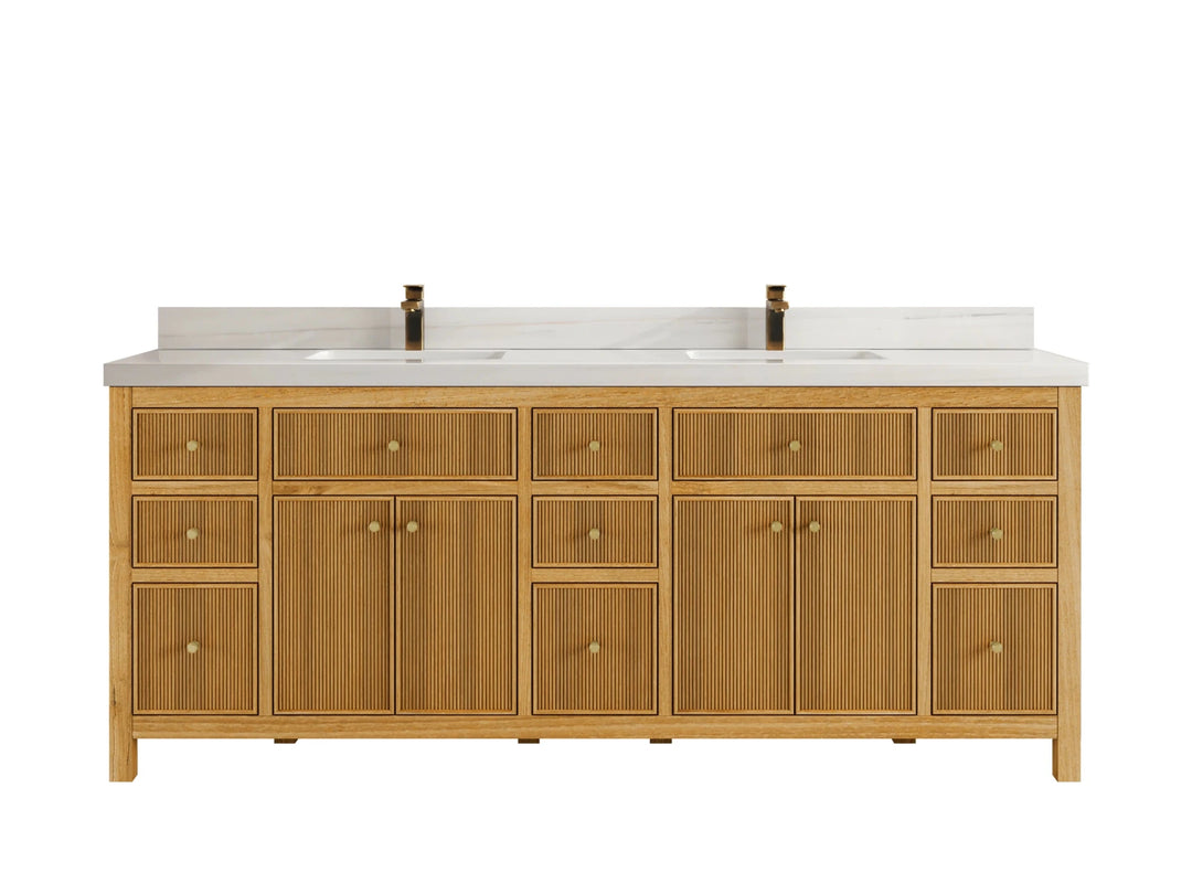 Sonoma Reeded Teak Wood 84 in. W x 22 in. D Double Sink Bathroom Vanity | 
              
                Light Natural Teak
                
                  
             - SON_TK_LNT_CA_BK_84 - photo №30
