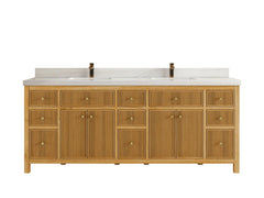 Sonoma Reeded Teak Wood 84 in. W x 22 in. D Double Sink Bathroom Vanity - photo 31