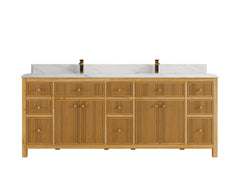 Sonoma Reeded Teak Wood 84 in. W x 22 in. D Double Sink Bathroom Vanity - photo 18