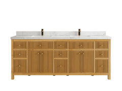 Sonoma Reeded Teak Wood 84 in. W x 22 in. D Double Sink Bathroom Vanity - photo 20