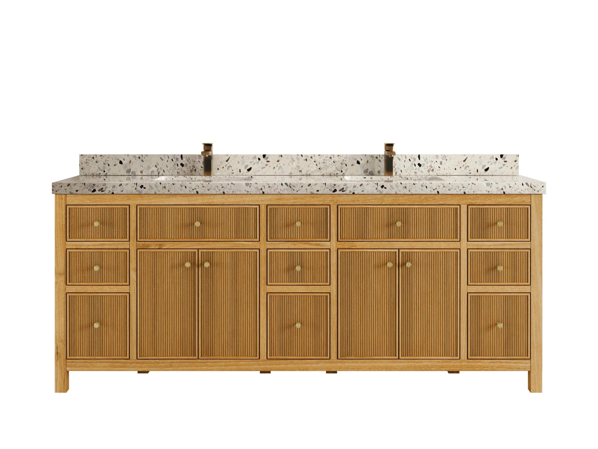 Sonoma Reeded Teak Wood 84 in. W x 22 in. D Double Sink Bathroom Vanity - Willow Bath and Vanity