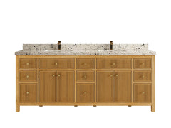 Sonoma Reeded Teak Wood 84 in. W x 22 in. D Double Sink Bathroom Vanity - photo 36
