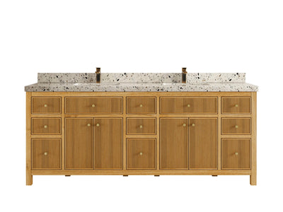 Sonoma Reeded Teak Wood 84 in. W x 22 in. D Double Sink Bathroom Vanity - Willow Bath and Vanity