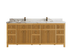 Sonoma Reeded Teak Wood 84 in. W x 22 in. D Double Sink Bathroom Vanity - photo 10