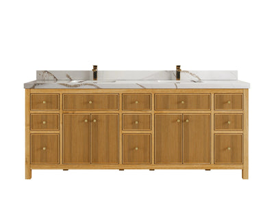 Sonoma Reeded Teak Wood 84 in. W x 22 in. D Double Sink Bathroom Vanity - Willow Bath and Vanity