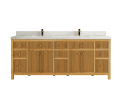 Sonoma Reeded Teak Wood 84 in. W x 22 in. D Double Sink Bathroom Vanity - photo 32