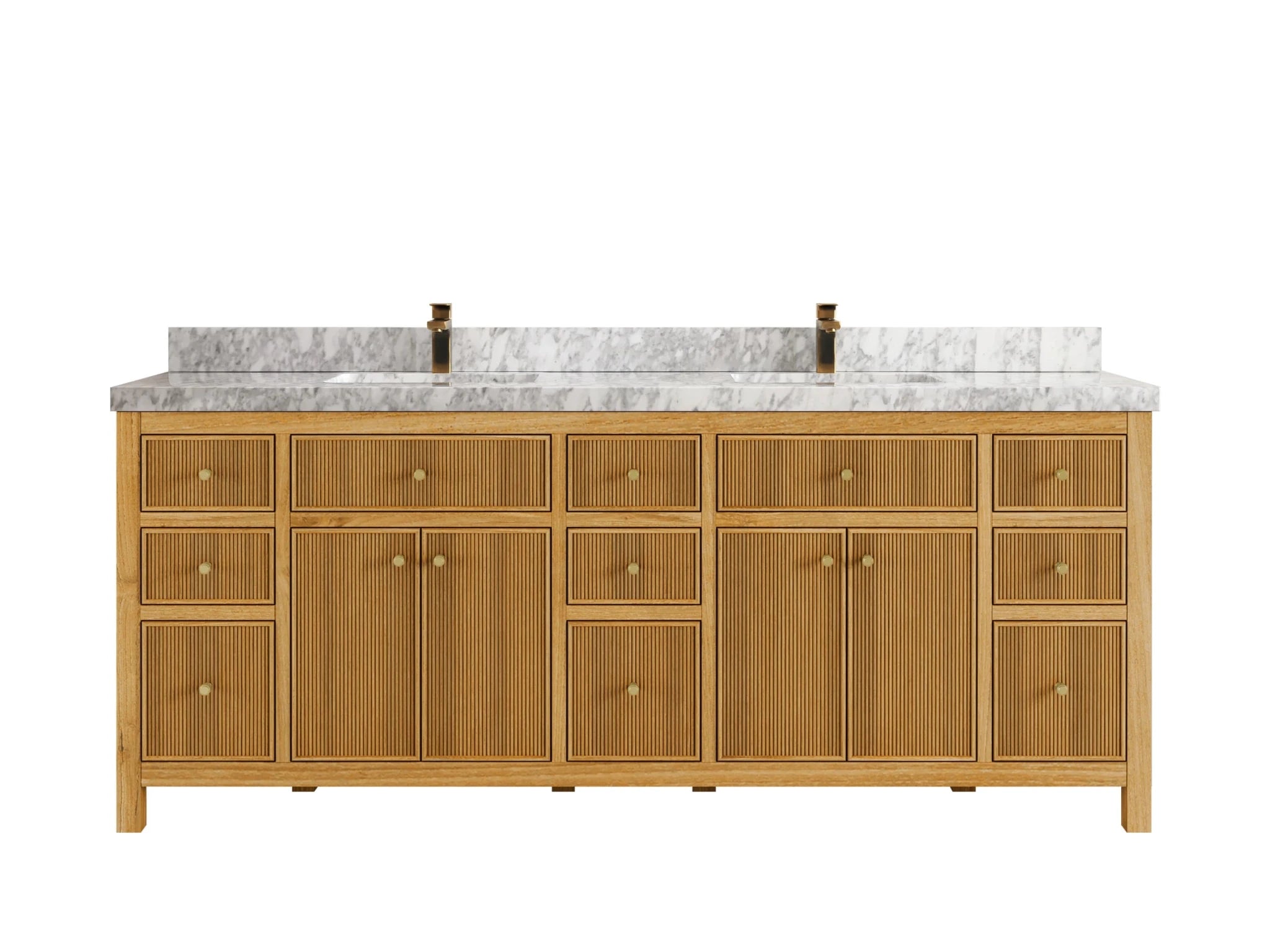 Sonoma Reeded Teak Wood 84 in. W x 22 in. D Double Sink Bathroom Vanity - Willow Bath and Vanity