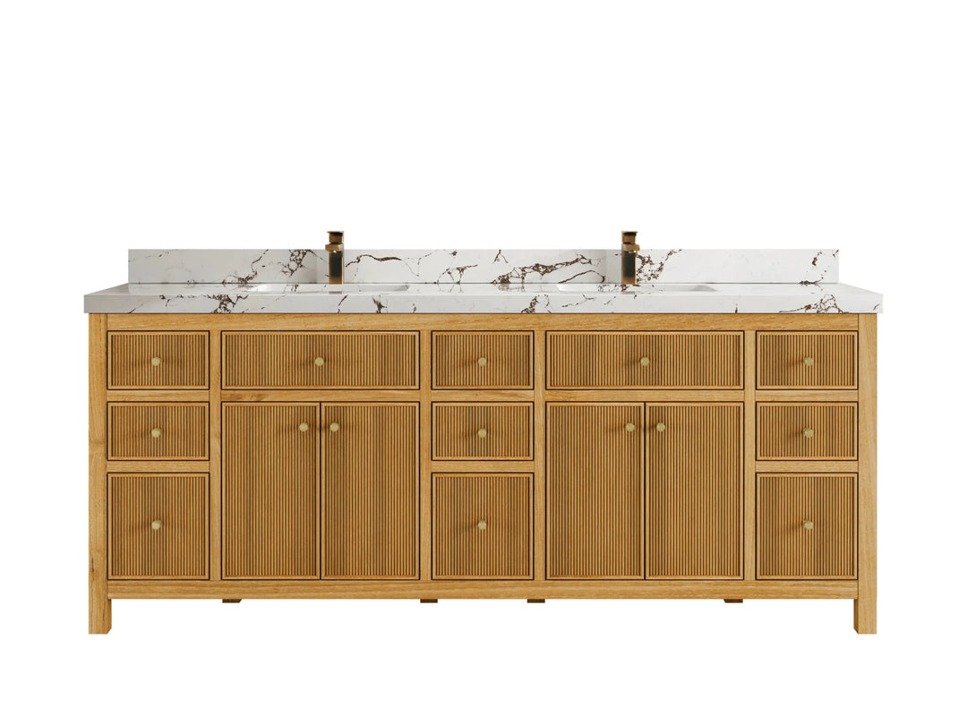 Sonoma Reeded Teak Wood 84 in. W x 22 in. D Double Sink Bathroom Vanity | 
              
                Light Natural Teak
                
                  
             - SON_TK_LNT_CA_BK_84 - photo №25