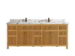 Sonoma Reeded Teak Wood 84 in. W x 22 in. D Double Sink Bathroom Vanity - photo 26