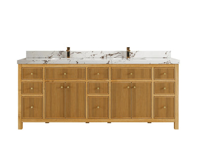 Sonoma Reeded Teak Wood 84 in. W x 22 in. D Double Sink Bathroom Vanity - Willow Bath and Vanity