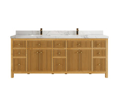 Sonoma Reeded Teak Wood 84 in. W x 22 in. D Double Sink Bathroom Vanity - photo 12