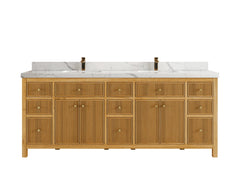 Sonoma Reeded Teak Wood 84 in. W x 22 in. D Double Sink Bathroom Vanity - photo 11
