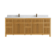 Sonoma Reeded Teak Wood 84 in. W x 22 in. D Double Sink Bathroom Vanity - photo 17