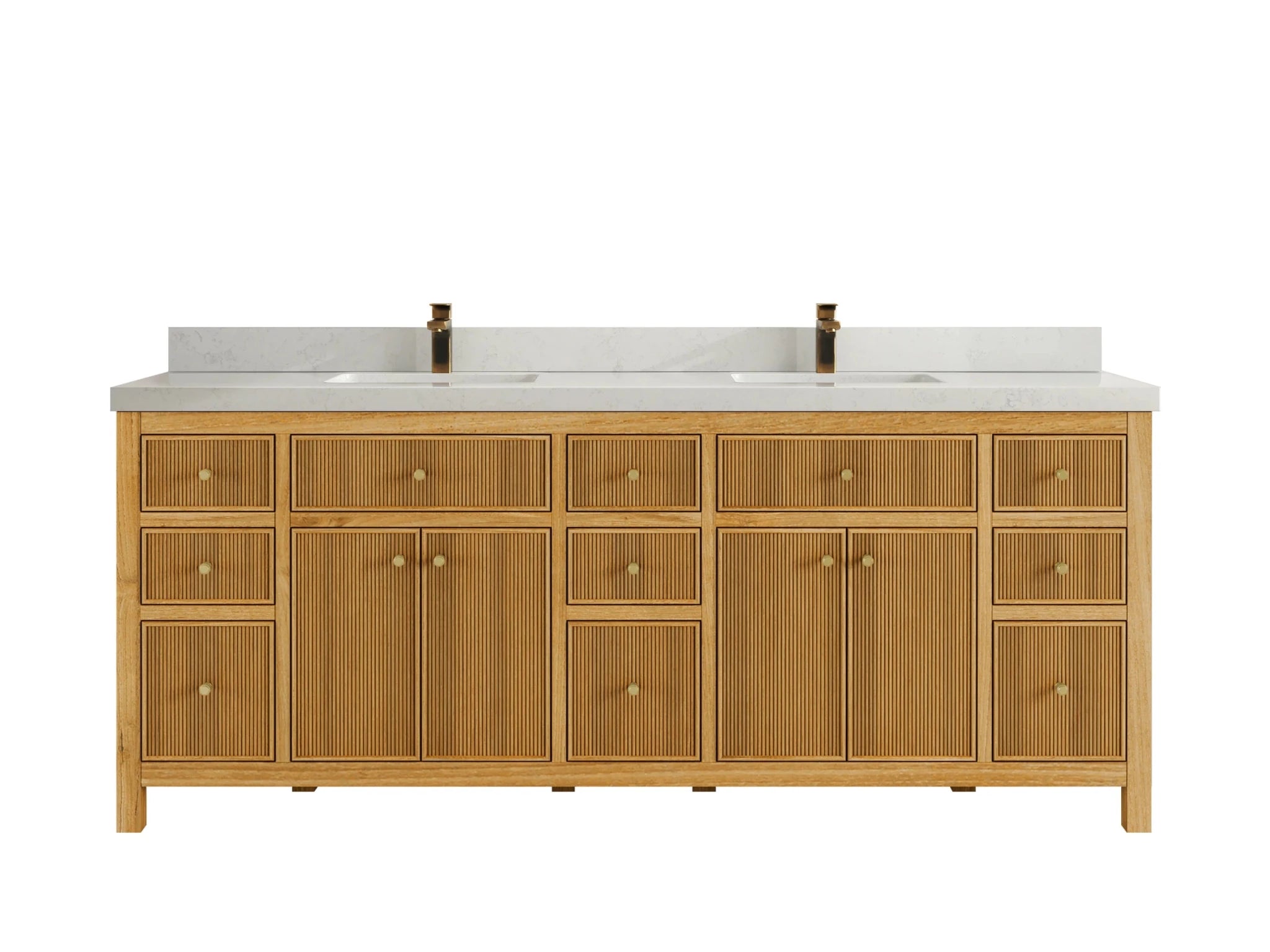 Sonoma Reeded Teak Wood 84 in. W x 22 in. D Double Sink Bathroom Vanity - Willow Bath and Vanity