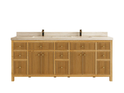 Sonoma Reeded Teak Wood 84 in. W x 22 in. D Double Sink Bathroom Vanity - Willow Bath and Vanity
