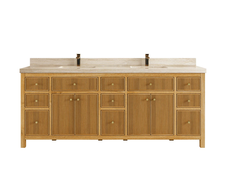 Sonoma Reeded Teak Wood 84 in. W x 22 in. D Double Sink Bathroom Vanity - photo 34