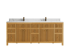 Sonoma Reeded Teak Wood 84 in. W x 22 in. D Double Sink Bathroom Vanity - photo 16