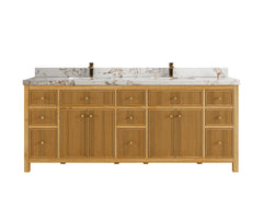 Sonoma Reeded Teak Wood 84 in. W x 22 in. D Double Sink Bathroom Vanity - photo 27