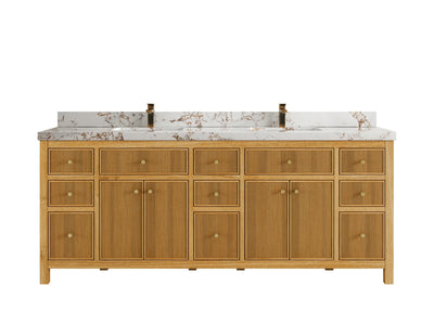 Sonoma Reeded Teak Wood 84 in. W x 22 in. D Double Sink Bathroom Vanity - Willow Bath and Vanity