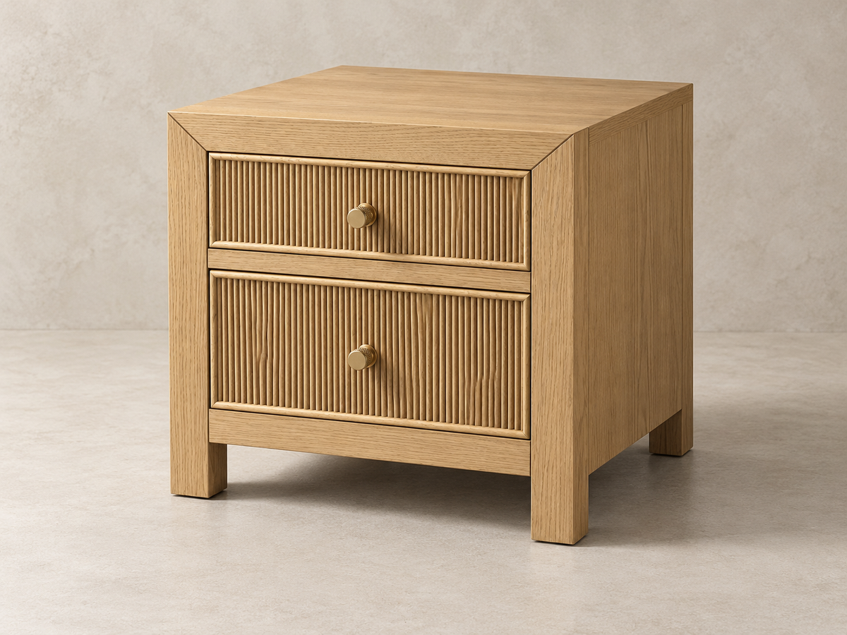 Sonoma 20-Inch Nightstand in Nordic White Oak styled in a bedroom interior