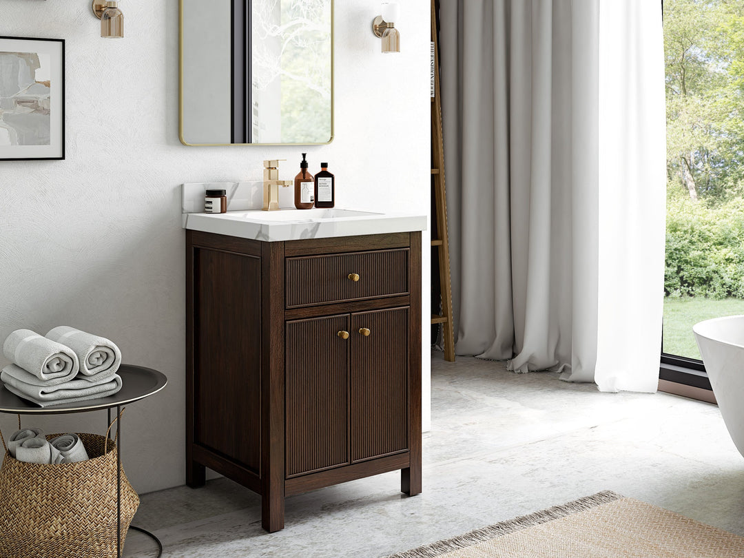 Sonoma Teak Wood 24 in. W x 22 in. D Single Sink Bathroom Vanity - Willow Bath and Vanity