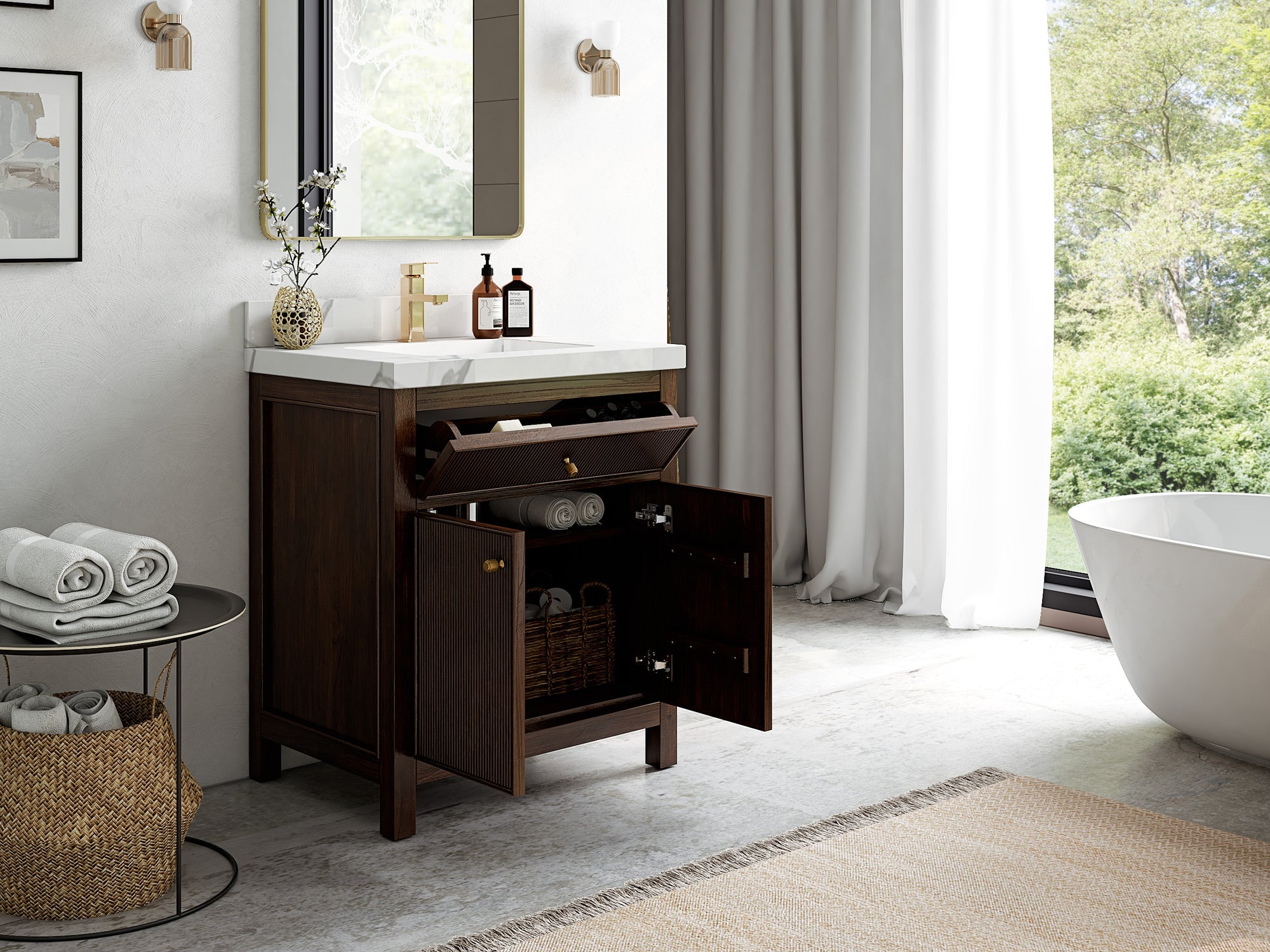 Sonoma Teak Wood 30 in. W x 22 in. D Single Sink Bathroom Vanity - Willow Bath and Vanity