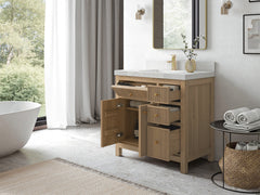 Sonoma Reeded Teak Wood 36 in. W x 22 in. D Center Sink Bathroom Vanity - photo 3