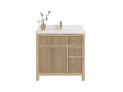 Sonoma Reeded Teak Wood 36 in. W x 22 in. D Center Sink Bathroom Vanity - photo 1