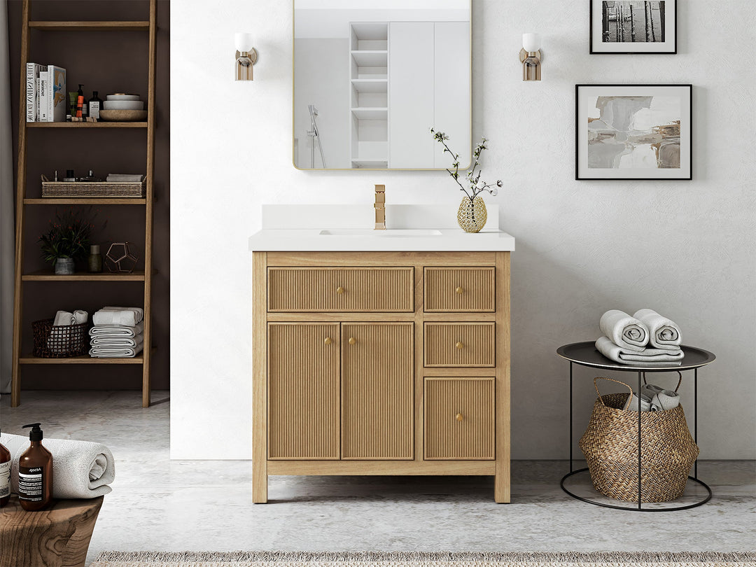 Sonoma Teak Wood 36 in. W x 22 in. D Center Sink Bathroom Vanity - Willow Bath and Vanity