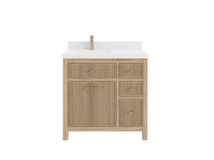 Sonoma Reeded Teak Wood 36 in. W x 22 in. D Left Offset Sink Bathroom Vanity - photo 1