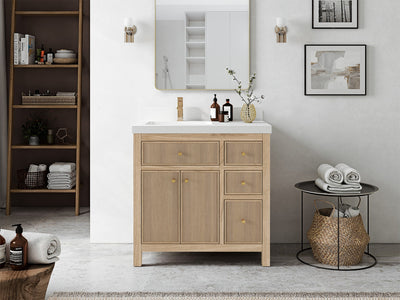 Sonoma Teak Wood 36 in. W x 22 in. D Left Offset Sink Bathroom Vanity - Willow Bath and Vanity