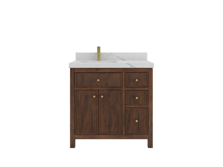 Sonoma Teak Wood 36 in. W x 22 in. D Left Offset Sink Bathroom Vanity - photo 1