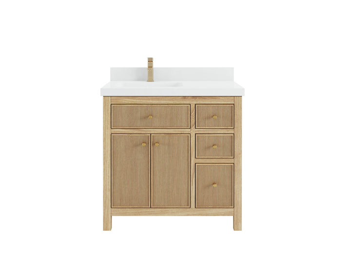 Sonoma Teak Wood 36 in. W x 22 in. D Left Offset Sink Bathroom Vanity - photo 1